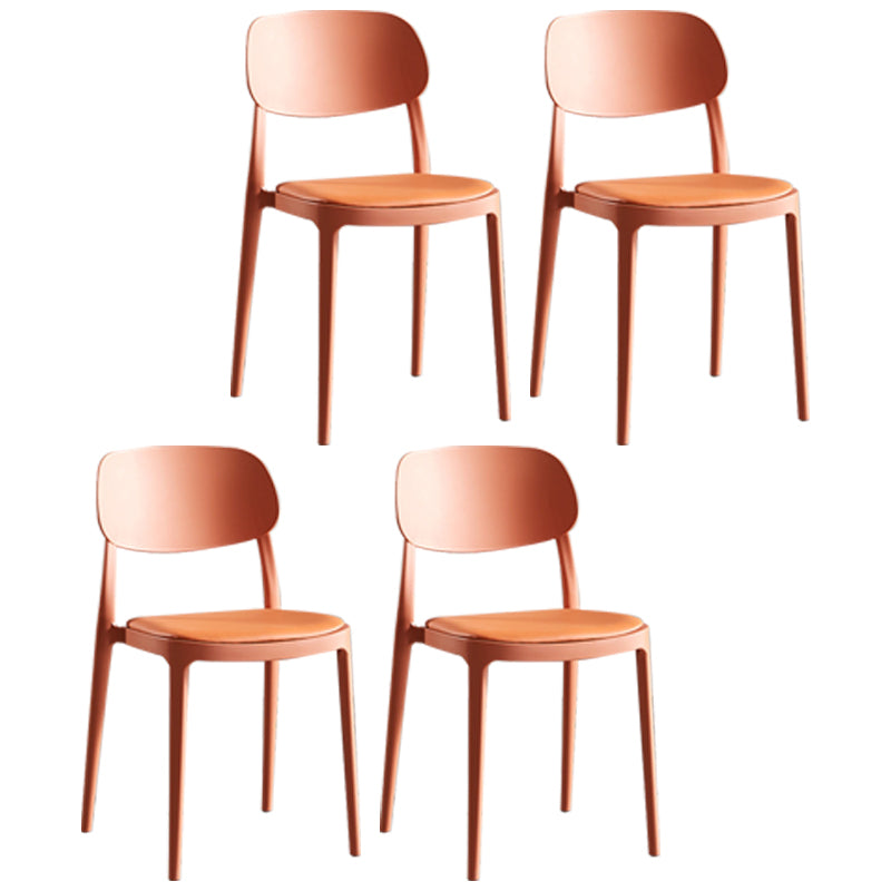 Contemporary Dining and Accent Chairs Indoor-Outdoor Open Back Dining Chair Orange Leather 4 Piece Set Clearhalo ' kitchen&dining_furn' 'Dining Chairs' 'Dining Tables & Seating' 'dining_chair' 'furn' 'furn_dining_chair' 'Furniture' 'furniture_dining_chair' 'Kitchen & Dining Furniture' 'kitchen' 4502141