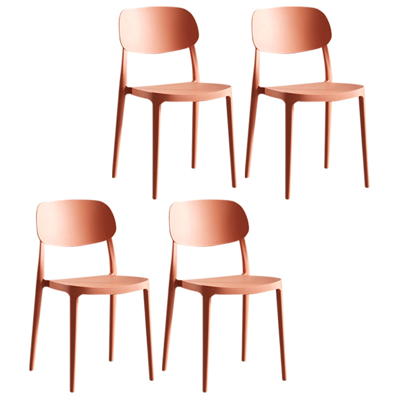 Contemporary Dining and Accent Chairs Indoor-Outdoor Open Back Dining Chair Orange Plastic & Acrylic 4 Piece Set Clearhalo ' kitchen&dining_furn' 'Dining Chairs' 'Dining Tables & Seating' 'dining_chair' 'furn' 'furn_dining_chair' 'Furniture' 'furniture_dining_chair' 'Kitchen & Dining Furniture' 'kitchen' 4502144