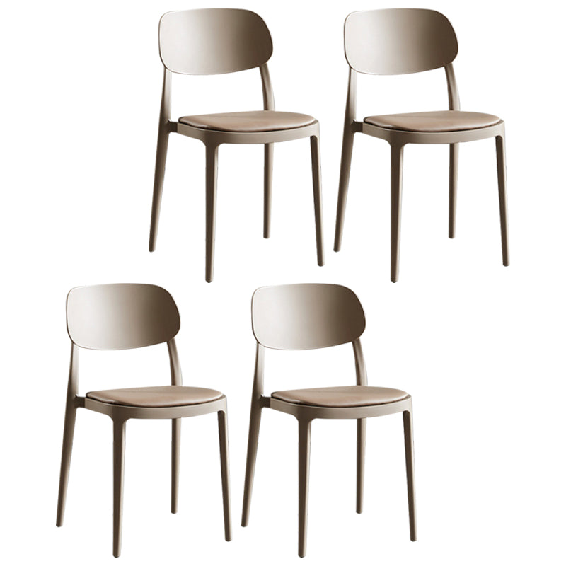 Contemporary Dining and Accent Chairs Indoor-Outdoor Open Back Dining Chair Khaki Leather 4 Piece Set Clearhalo ' kitchen&dining_furn' 'Dining Chairs' 'Dining Tables & Seating' 'dining_chair' 'furn' 'furn_dining_chair' 'Furniture' 'furniture_dining_chair' 'Kitchen & Dining Furniture' 'kitchen' 4502159