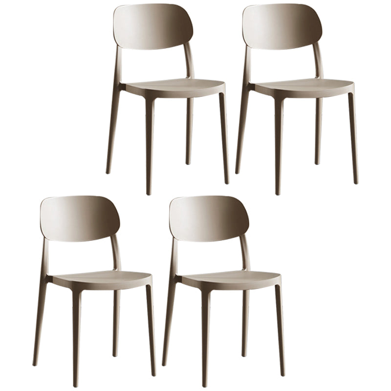Contemporary Dining and Accent Chairs Indoor-Outdoor Open Back Dining Chair Khaki Plastic & Acrylic 4 Piece Set Clearhalo ' kitchen&dining_furn' 'Dining Chairs' 'Dining Tables & Seating' 'dining_chair' 'furn' 'furn_dining_chair' 'Furniture' 'furniture_dining_chair' 'Kitchen & Dining Furniture' 'kitchen' 4502162