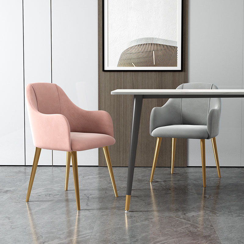 Nordic Style Metal Dining Room Chairs Upholstered Side Armchair for Restaurant Use Clearhalo ' kitchen&dining_furn' 'Dining Chairs' 'Dining Tables & Seating' 'dining_chair' 'furn' 'furn_dining_chair' 'Furniture' 'furniture_dining_chair' 'Kitchen & Dining Furniture' 'kitchen' 4502167