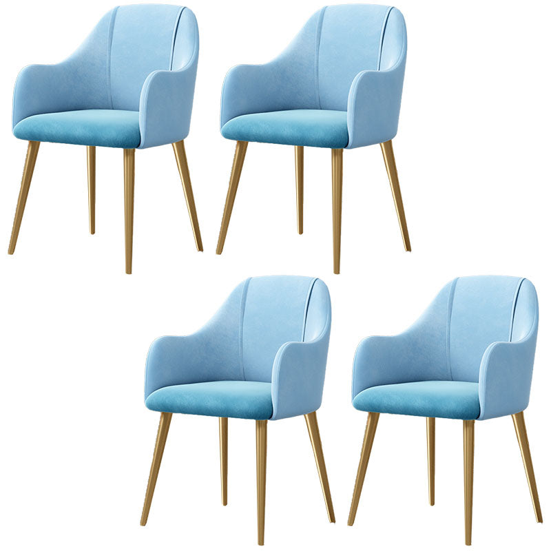 Nordic Style Metal Dining Room Chairs Upholstered Side Armchair for Restaurant Use Blue 4 Piece Set Clearhalo ' kitchen&dining_furn' 'Dining Chairs' 'Dining Tables & Seating' 'dining_chair' 'furn' 'furn_dining_chair' 'Furniture' 'furniture_dining_chair' 'Kitchen & Dining Furniture' 'kitchen' 4502168