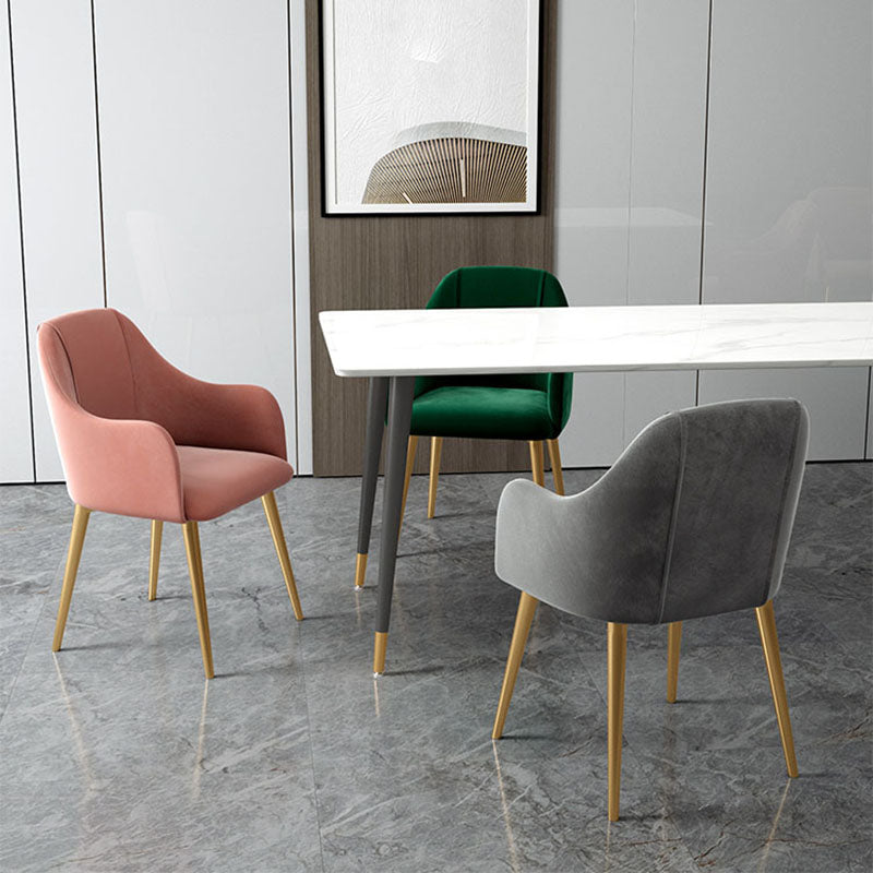 Nordic Style Metal Dining Room Chairs Upholstered Side Armchair for Restaurant Use Clearhalo ' kitchen&dining_furn' 'Dining Chairs' 'Dining Tables & Seating' 'dining_chair' 'furn' 'furn_dining_chair' 'Furniture' 'furniture_dining_chair' 'Kitchen & Dining Furniture' 'kitchen' 4502170