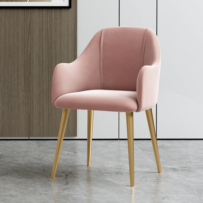 Nordic Style Metal Dining Room Chairs Upholstered Side Armchair for Restaurant Use Pink 1 Piece Clearhalo ' kitchen&dining_furn' 'Dining Chairs' 'Dining Tables & Seating' 'dining_chair' 'furn' 'furn_dining_chair' 'Furniture' 'furniture_dining_chair' 'Kitchen & Dining Furniture' 'kitchen' 4502182