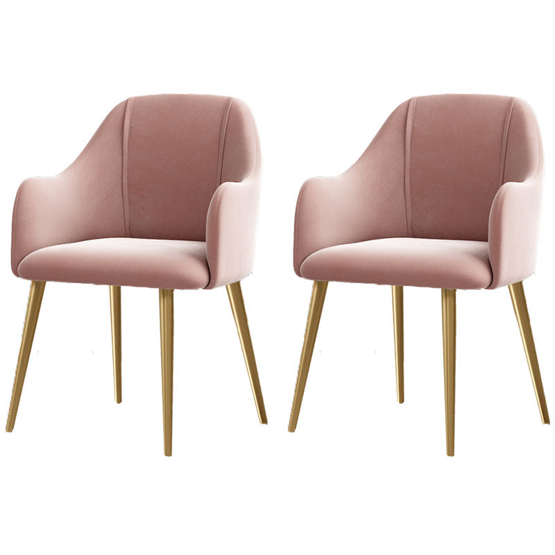 Nordic Style Metal Dining Room Chairs Upholstered Side Armchair for Restaurant Use Pink 2 Piece Set Clearhalo ' kitchen&dining_furn' 'Dining Chairs' 'Dining Tables & Seating' 'dining_chair' 'furn' 'furn_dining_chair' 'Furniture' 'furniture_dining_chair' 'Kitchen & Dining Furniture' 'kitchen' 4502184