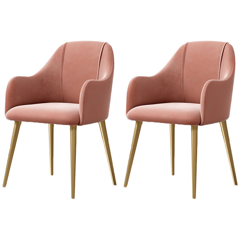 Nordic Style Metal Dining Room Chairs Upholstered Side Armchair for Restaurant Use Orange Red 2 Piece Set Clearhalo ' kitchen&dining_furn' 'Dining Chairs' 'Dining Tables & Seating' 'dining_chair' 'furn' 'furn_dining_chair' 'Furniture' 'furniture_dining_chair' 'Kitchen & Dining Furniture' 'kitchen' 4502192