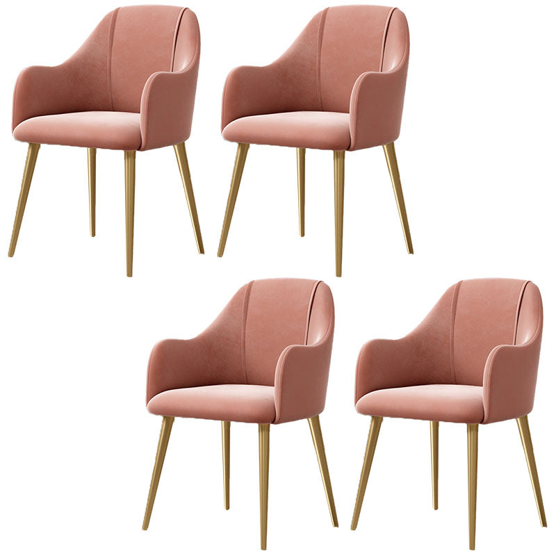 Nordic Style Metal Dining Room Chairs Upholstered Side Armchair for Restaurant Use Orange Red 4 Piece Set Clearhalo ' kitchen&dining_furn' 'Dining Chairs' 'Dining Tables & Seating' 'dining_chair' 'furn' 'furn_dining_chair' 'Furniture' 'furniture_dining_chair' 'Kitchen & Dining Furniture' 'kitchen' 4502193