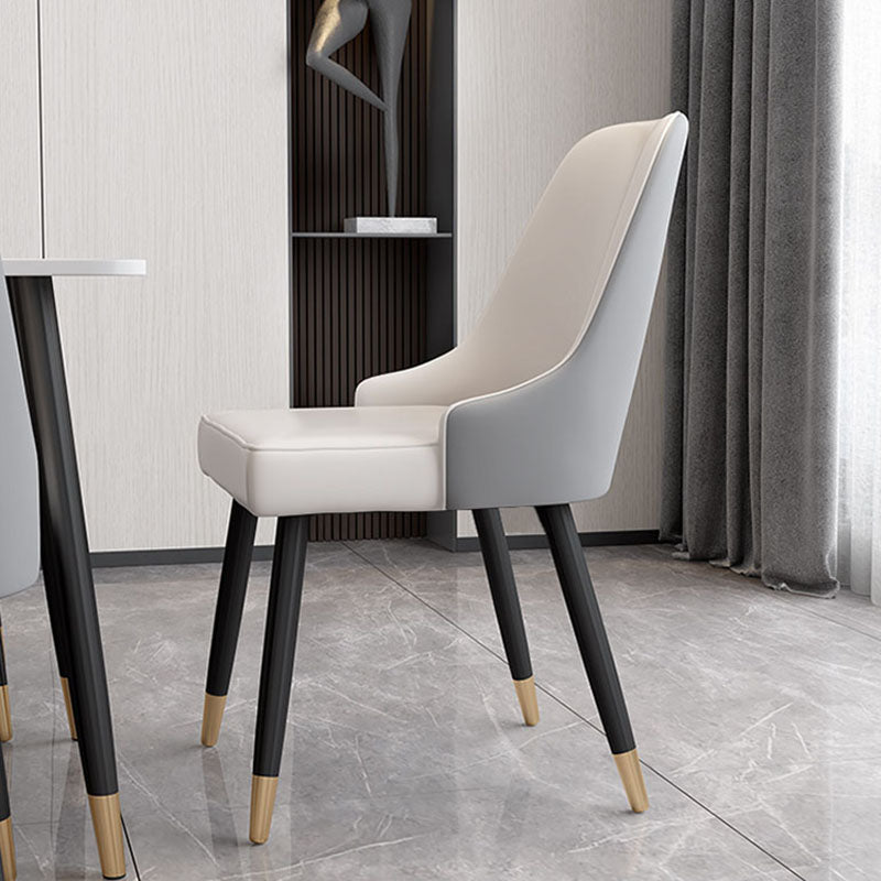 Scandinavian Design Upholstered Armless Dining Chairs Solid Back Dining Side Chair White 1 Piece Clearhalo ' kitchen&dining_furn' 'Dining Chairs' 'Dining Tables & Seating' 'dining_chair' 'furn' 'furn_dining_chair' 'Furniture' 'furniture_dining_chair' 'Kitchen & Dining Furniture' 'kitchen' 4502196