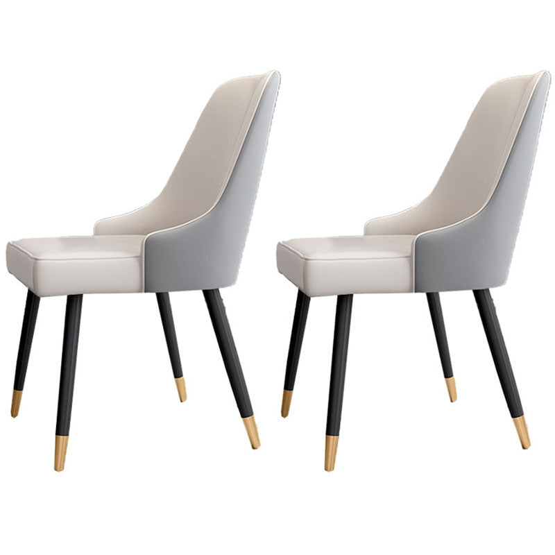 Scandinavian Design Upholstered Armless Dining Chairs Solid Back Dining Side Chair White 2 Piece Set Clearhalo ' kitchen&dining_furn' 'Dining Chairs' 'Dining Tables & Seating' 'dining_chair' 'furn' 'furn_dining_chair' 'Furniture' 'furniture_dining_chair' 'Kitchen & Dining Furniture' 'kitchen' 4502197