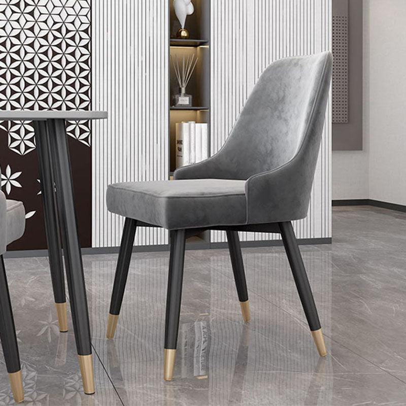 Scandinavian Design Upholstered Armless Dining Chairs Solid Back Dining Side Chair Dark Gray 1 Piece Clearhalo ' kitchen&dining_furn' 'Dining Chairs' 'Dining Tables & Seating' 'dining_chair' 'furn' 'furn_dining_chair' 'Furniture' 'furniture_dining_chair' 'Kitchen & Dining Furniture' 'kitchen' 4502201
