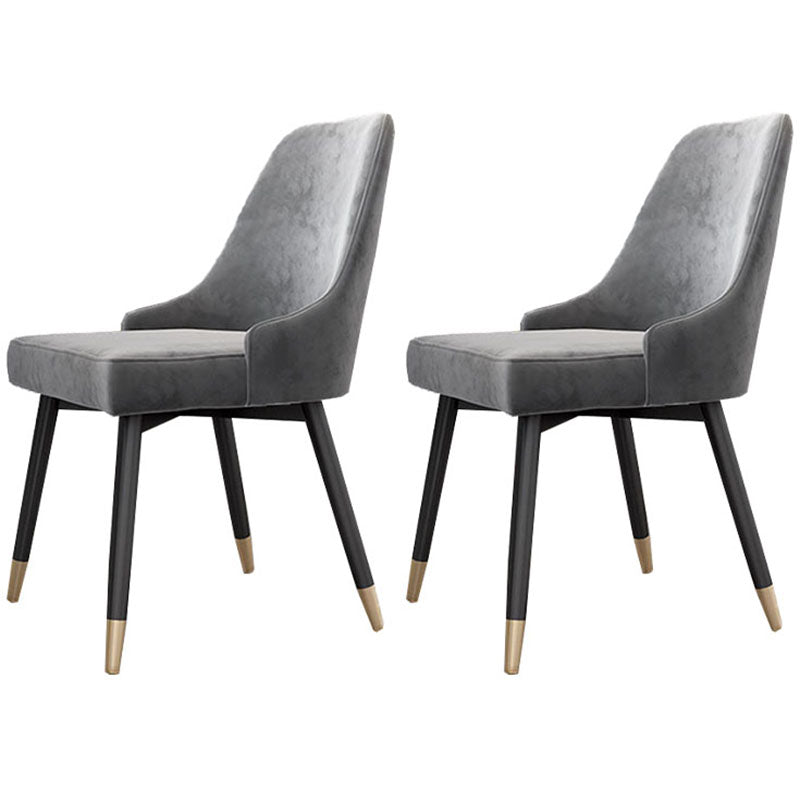 Scandinavian Design Upholstered Armless Dining Chairs Solid Back Dining Side Chair Dark Gray 2 Piece Set Clearhalo ' kitchen&dining_furn' 'Dining Chairs' 'Dining Tables & Seating' 'dining_chair' 'furn' 'furn_dining_chair' 'Furniture' 'furniture_dining_chair' 'Kitchen & Dining Furniture' 'kitchen' 4502203