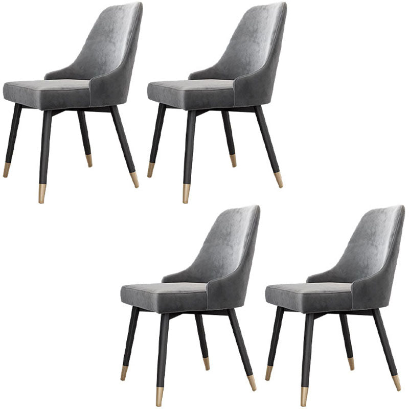 Scandinavian Design Upholstered Armless Dining Chairs Solid Back Dining Side Chair Dark Gray 4 Piece Set Clearhalo ' kitchen&dining_furn' 'Dining Chairs' 'Dining Tables & Seating' 'dining_chair' 'furn' 'furn_dining_chair' 'Furniture' 'furniture_dining_chair' 'Kitchen & Dining Furniture' 'kitchen' 4502205