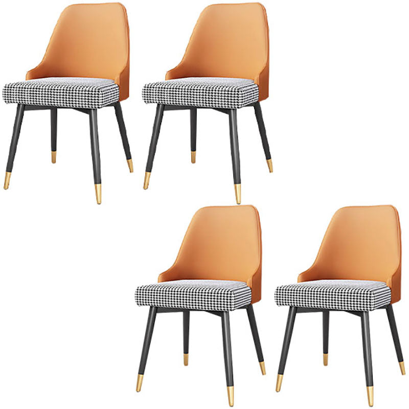 Scandinavian Design Upholstered Armless Dining Chairs Solid Back Dining Side Chair Black White 4 Piece Set Clearhalo ' kitchen&dining_furn' 'Dining Chairs' 'Dining Tables & Seating' 'dining_chair' 'furn' 'furn_dining_chair' 'Furniture' 'furniture_dining_chair' 'Kitchen & Dining Furniture' 'kitchen' 4502212