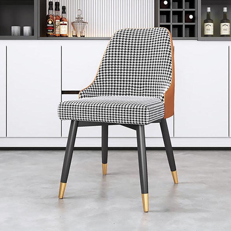 Scandinavian Design Upholstered Armless Dining Chairs Solid Back Dining Side Chair White-Black 1 Piece Clearhalo ' kitchen&dining_furn' 'Dining Chairs' 'Dining Tables & Seating' 'dining_chair' 'furn' 'furn_dining_chair' 'Furniture' 'furniture_dining_chair' 'Kitchen & Dining Furniture' 'kitchen' 4502214