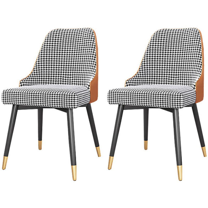 Scandinavian Design Upholstered Armless Dining Chairs Solid Back Dining Side Chair White-Black 2 Piece Set Clearhalo ' kitchen&dining_furn' 'Dining Chairs' 'Dining Tables & Seating' 'dining_chair' 'furn' 'furn_dining_chair' 'Furniture' 'furniture_dining_chair' 'Kitchen & Dining Furniture' 'kitchen' 4502216