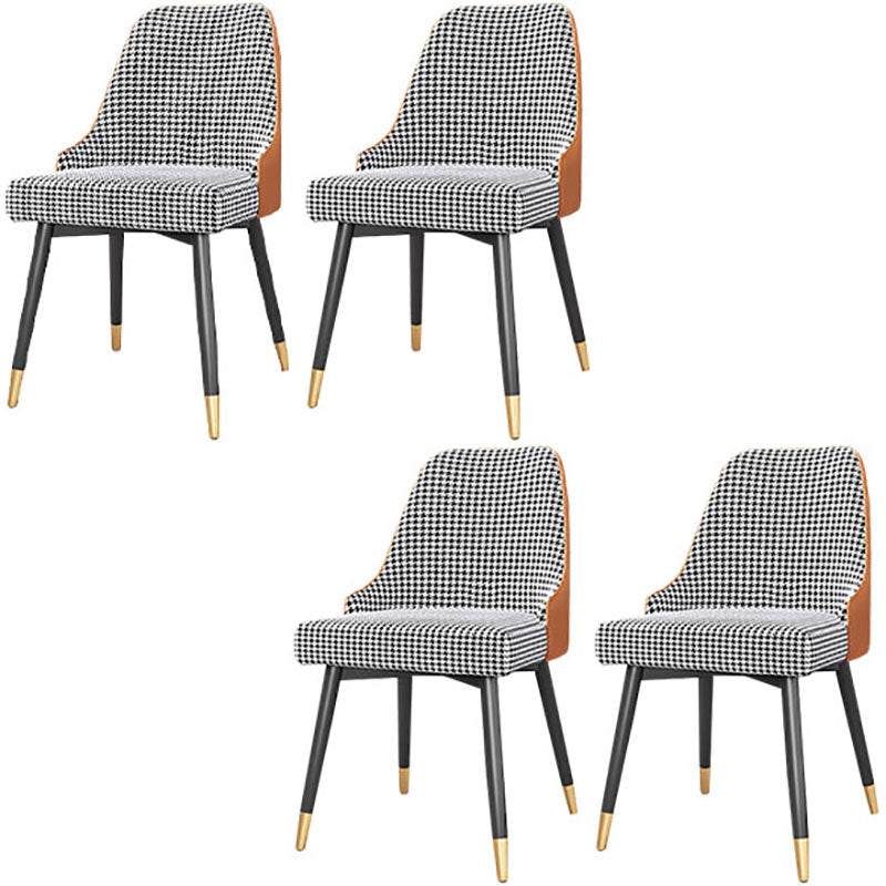 Scandinavian Design Upholstered Armless Dining Chairs Solid Back Dining Side Chair White-Black 4 Piece Set Clearhalo ' kitchen&dining_furn' 'Dining Chairs' 'Dining Tables & Seating' 'dining_chair' 'furn' 'furn_dining_chair' 'Furniture' 'furniture_dining_chair' 'Kitchen & Dining Furniture' 'kitchen' 4502218