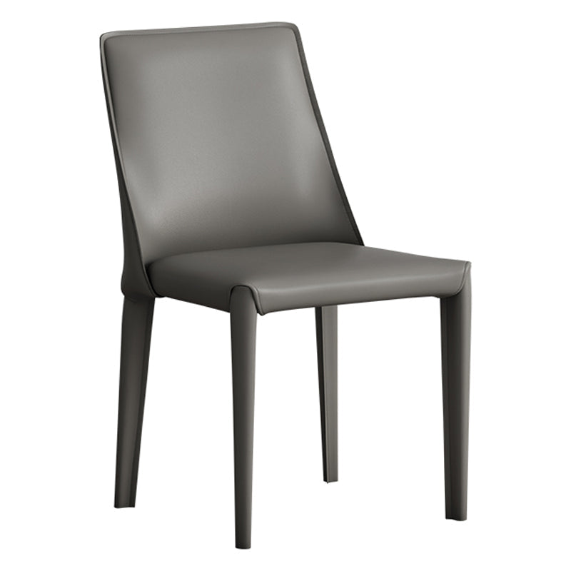 Designer Style Hotel Leather Side Chair Matte Finish Solid Back Dining Chair Grey 1 Piece Clearhalo ' kitchen&dining_furn' 'Dining Chairs' 'Dining Tables & Seating' 'dining_chair' 'furn' 'furn_dining_chair' 'Furniture' 'furniture_dining_chair' 'Kitchen & Dining Furniture' 'kitchen' 4502224