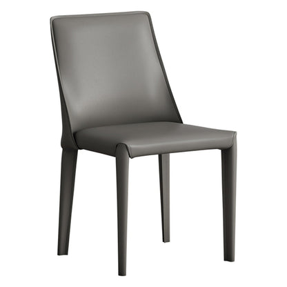 Designer Style Hotel Leather Side Chair Matte Finish Solid Back Dining Chair Grey 1 Piece Clearhalo ' kitchen&dining_furn' 'Dining Chairs' 'Dining Tables & Seating' 'dining_chair' 'furn' 'furn_dining_chair' 'Furniture' 'furniture_dining_chair' 'Kitchen & Dining Furniture' 'kitchen' 4502224
