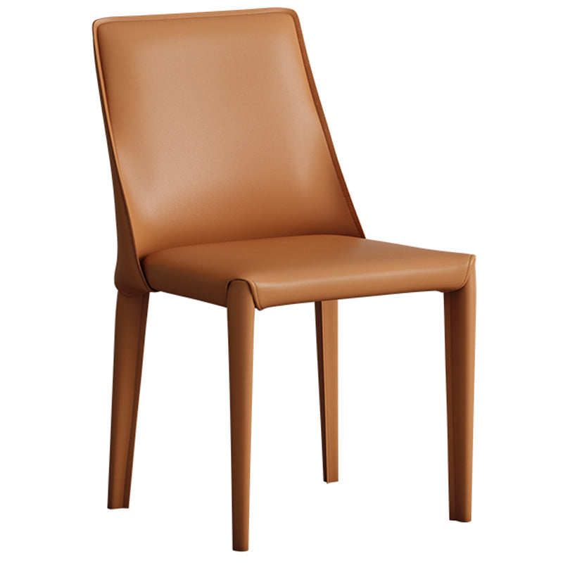 Designer Style Hotel Leather Side Chair Matte Finish Solid Back Dining Chair Orange 1 Piece Clearhalo ' kitchen&dining_furn' 'Dining Chairs' 'Dining Tables & Seating' 'dining_chair' 'furn' 'furn_dining_chair' 'Furniture' 'furniture_dining_chair' 'Kitchen & Dining Furniture' 'kitchen' 4502230