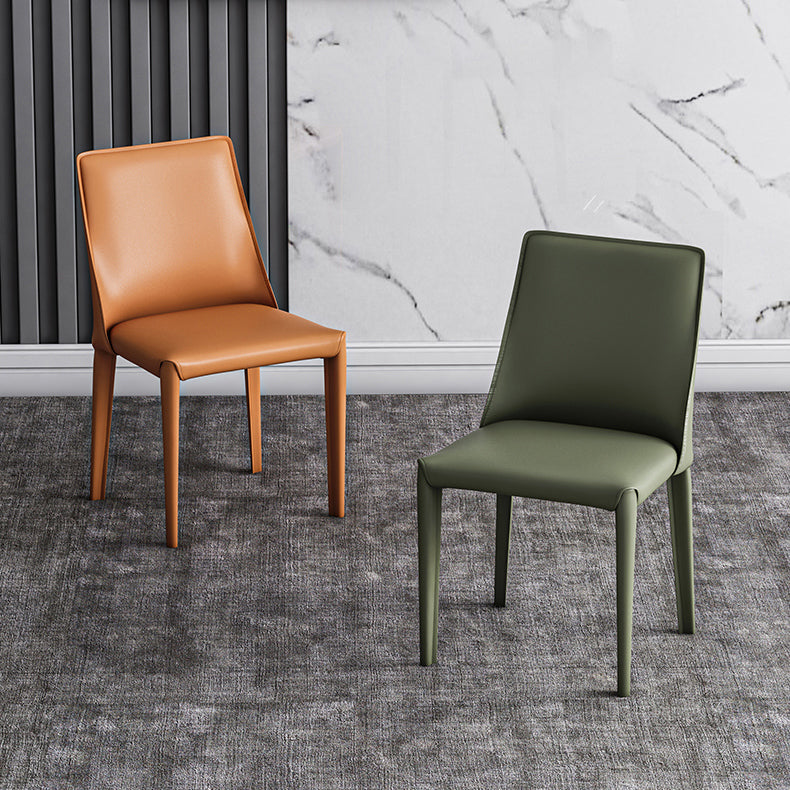 Designer Style Hotel Leather Side Chair Matte Finish Solid Back Dining Chair Clearhalo ' kitchen&dining_furn' 'Dining Chairs' 'Dining Tables & Seating' 'dining_chair' 'furn' 'furn_dining_chair' 'Furniture' 'furniture_dining_chair' 'Kitchen & Dining Furniture' 'kitchen' 4502236