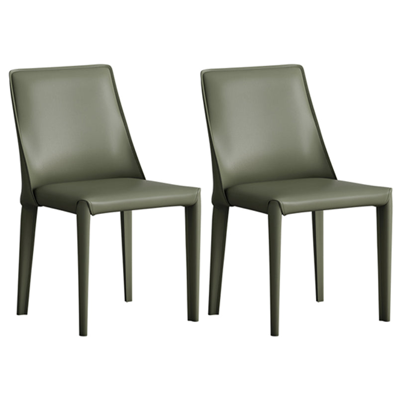 Designer Style Hotel Leather Side Chair Matte Finish Solid Back Dining Chair Green 2 Piece Set Clearhalo ' kitchen&dining_furn' 'Dining Chairs' 'Dining Tables & Seating' 'dining_chair' 'furn' 'furn_dining_chair' 'Furniture' 'furniture_dining_chair' 'Kitchen & Dining Furniture' 'kitchen' 4502237