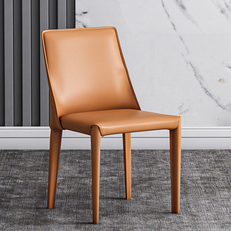 Designer Style Hotel Leather Side Chair Matte Finish Solid Back Dining Chair Clearhalo ' kitchen&dining_furn' 'Dining Chairs' 'Dining Tables & Seating' 'dining_chair' 'furn' 'furn_dining_chair' 'Furniture' 'furniture_dining_chair' 'Kitchen & Dining Furniture' 'kitchen' 4502238