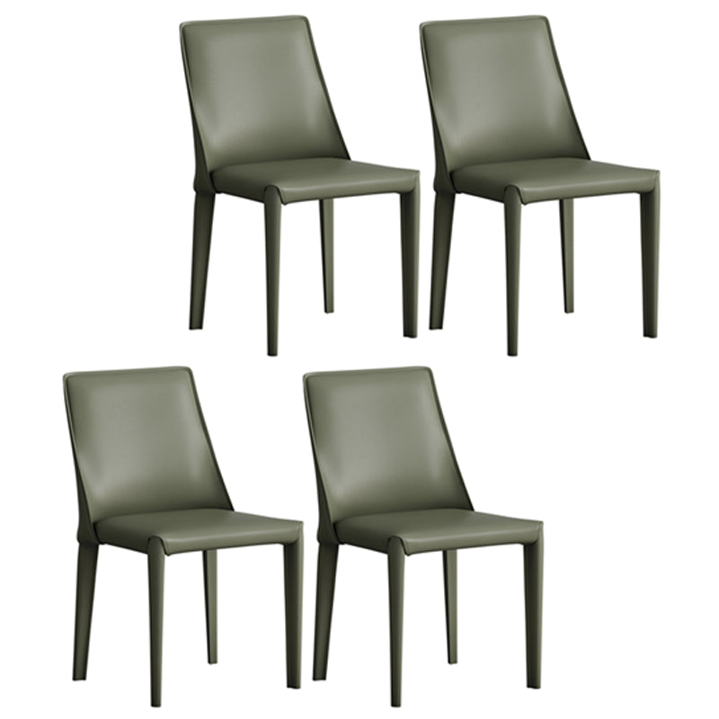 Designer Style Hotel Leather Side Chair Matte Finish Solid Back Dining Chair Green 4 Piece Set Clearhalo ' kitchen&dining_furn' 'Dining Chairs' 'Dining Tables & Seating' 'dining_chair' 'furn' 'furn_dining_chair' 'Furniture' 'furniture_dining_chair' 'Kitchen & Dining Furniture' 'kitchen' 4502239