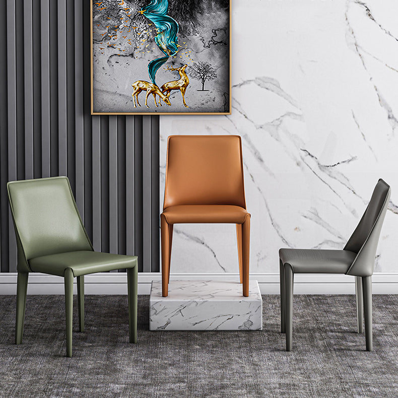 Designer Style Hotel Leather Side Chair Matte Finish Solid Back Dining Chair Clearhalo ' kitchen&dining_furn' 'Dining Chairs' 'Dining Tables & Seating' 'dining_chair' 'furn' 'furn_dining_chair' 'Furniture' 'furniture_dining_chair' 'Kitchen & Dining Furniture' 'kitchen' 4502241