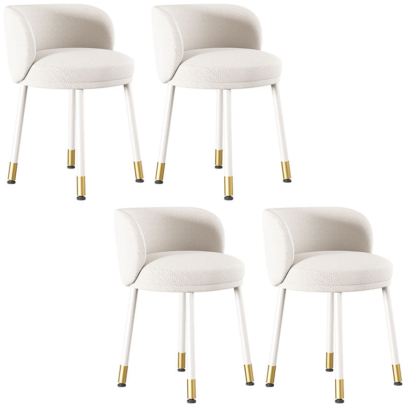 Scandinavian Design Solid Back Armless Dining Chairs Upholstered Side Chairs White 4 Piece Set Clearhalo ' kitchen&dining_furn' 'Dining Chairs' 'Dining Tables & Seating' 'dining_chair' 'furn' 'furn_dining_chair' 'Furniture' 'furniture_dining_chair' 'Kitchen & Dining Furniture' 'kitchen' 4502248