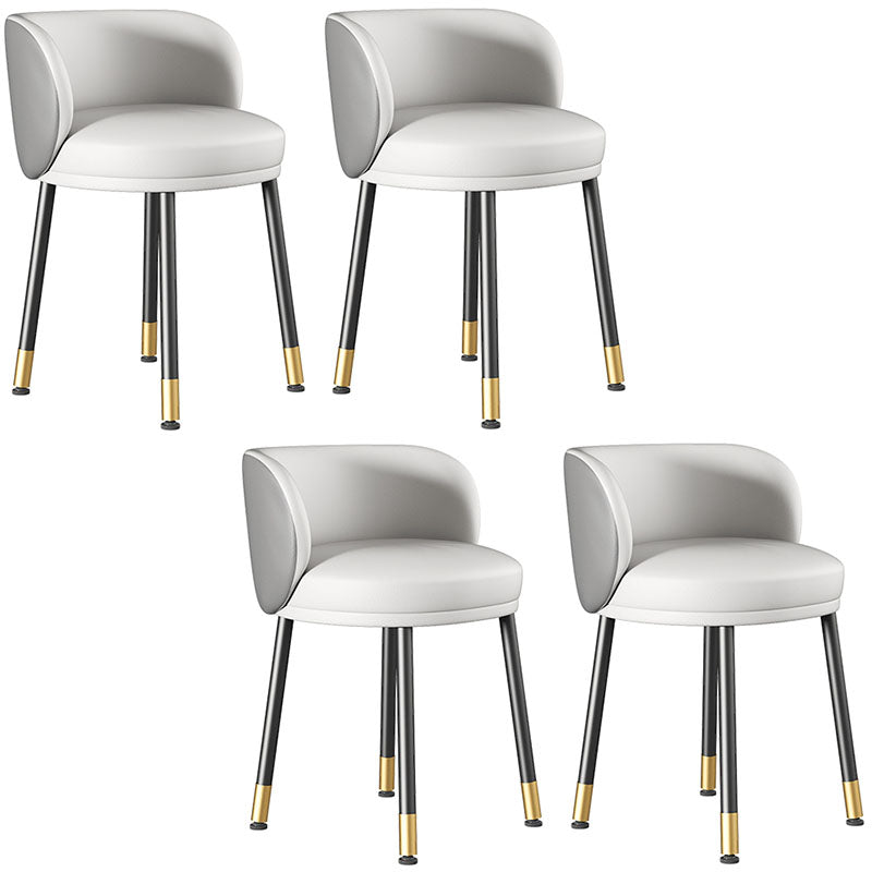Scandinavian Design Solid Back Armless Dining Chairs Upholstered Side Chairs Grey 4 Piece Set Clearhalo ' kitchen&dining_furn' 'Dining Chairs' 'Dining Tables & Seating' 'dining_chair' 'furn' 'furn_dining_chair' 'Furniture' 'furniture_dining_chair' 'Kitchen & Dining Furniture' 'kitchen' 4502254
