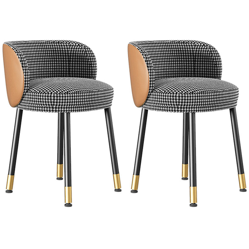 Scandinavian Design Solid Back Armless Dining Chairs Upholstered Side Chairs Black White 2 Piece Set Clearhalo ' kitchen&dining_furn' 'Dining Chairs' 'Dining Tables & Seating' 'dining_chair' 'furn' 'furn_dining_chair' 'Furniture' 'furniture_dining_chair' 'Kitchen & Dining Furniture' 'kitchen' 4502263