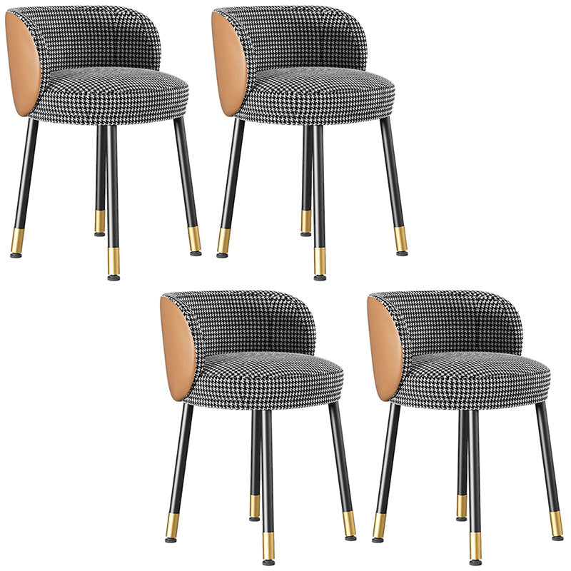 Scandinavian Design Solid Back Armless Dining Chairs Upholstered Side Chairs Black White 4 Piece Set Clearhalo ' kitchen&dining_furn' 'Dining Chairs' 'Dining Tables & Seating' 'dining_chair' 'furn' 'furn_dining_chair' 'Furniture' 'furniture_dining_chair' 'Kitchen & Dining Furniture' 'kitchen' 4502264