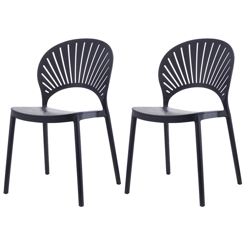 Scandinavian Plastic Kitchen Dining Room Side Chair Open Back Chair Black 2 Piece Set Clearhalo ' kitchen&dining_furn' 'Dining Chairs' 'Dining Tables & Seating' 'dining_chair' 'furn' 'furn_dining_chair' 'Furniture' 'furniture_dining_chair' 'Kitchen & Dining Furniture' 'kitchen' 4502269
