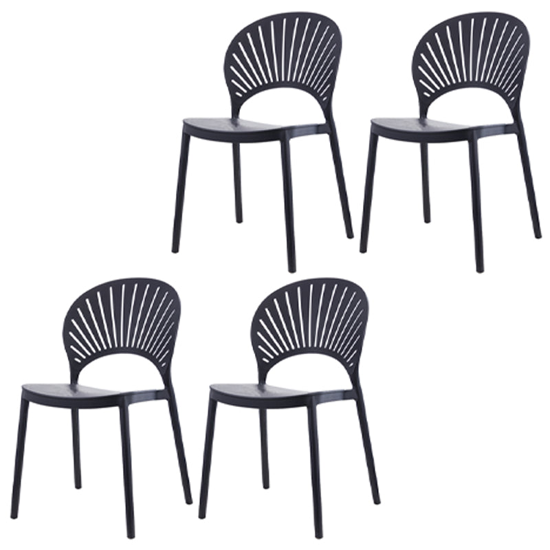 Scandinavian Plastic Kitchen Dining Room Side Chair Open Back Chair Black 4 Piece Set Clearhalo ' kitchen&dining_furn' 'Dining Chairs' 'Dining Tables & Seating' 'dining_chair' 'furn' 'furn_dining_chair' 'Furniture' 'furniture_dining_chair' 'Kitchen & Dining Furniture' 'kitchen' 4502271