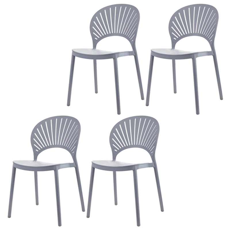 Scandinavian Plastic Kitchen Dining Room Side Chair Open Back Chair Grey 4 Piece Set Clearhalo ' kitchen&dining_furn' 'Dining Chairs' 'Dining Tables & Seating' 'dining_chair' 'furn' 'furn_dining_chair' 'Furniture' 'furniture_dining_chair' 'Kitchen & Dining Furniture' 'kitchen' 4502276