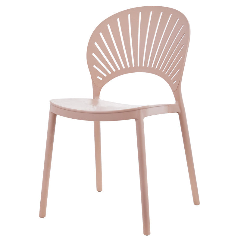 Scandinavian Plastic Kitchen Dining Room Side Chair Open Back Chair Pink 1 Piece Clearhalo ' kitchen&dining_furn' 'Dining Chairs' 'Dining Tables & Seating' 'dining_chair' 'furn' 'furn_dining_chair' 'Furniture' 'furniture_dining_chair' 'Kitchen & Dining Furniture' 'kitchen' 4502291