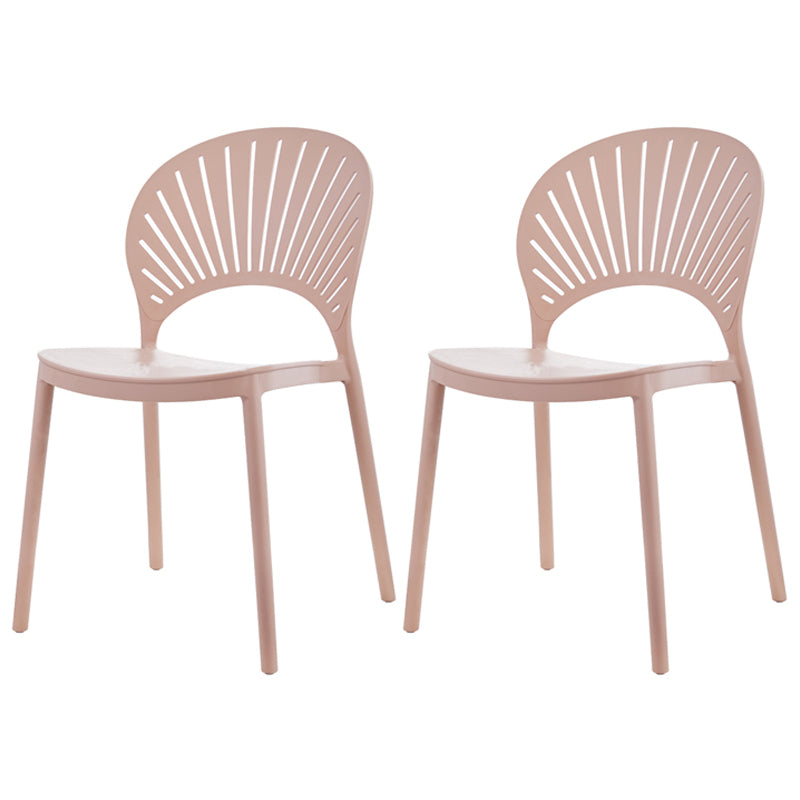 Scandinavian Plastic Kitchen Dining Room Side Chair Open Back Chair Pink 2 Piece Set Clearhalo ' kitchen&dining_furn' 'Dining Chairs' 'Dining Tables & Seating' 'dining_chair' 'furn' 'furn_dining_chair' 'Furniture' 'furniture_dining_chair' 'Kitchen & Dining Furniture' 'kitchen' 4502292