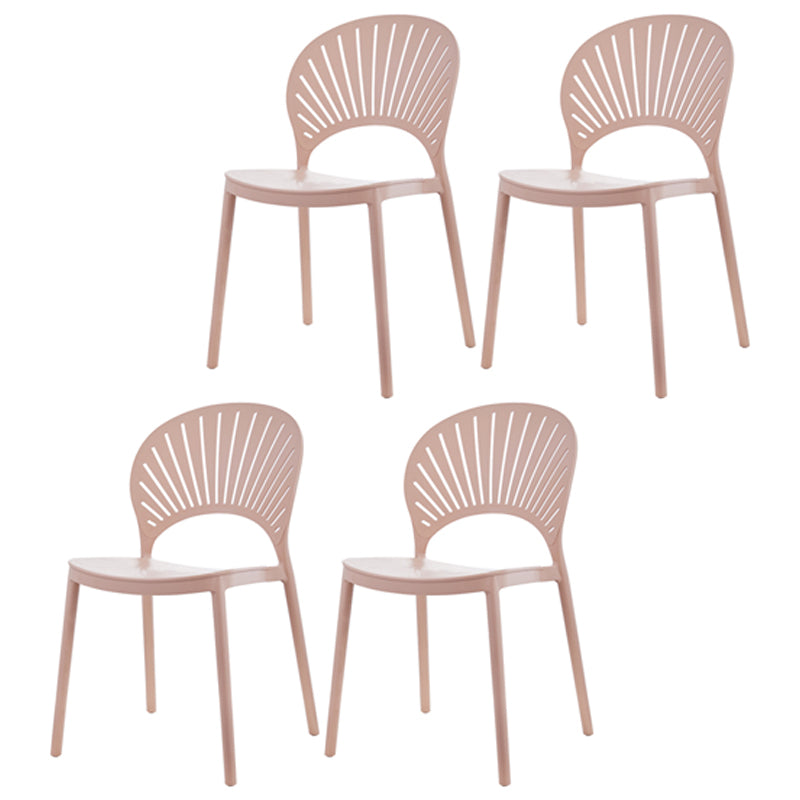 Scandinavian Plastic Kitchen Dining Room Side Chair Open Back Chair Pink 4 Piece Set Clearhalo ' kitchen&dining_furn' 'Dining Chairs' 'Dining Tables & Seating' 'dining_chair' 'furn' 'furn_dining_chair' 'Furniture' 'furniture_dining_chair' 'Kitchen & Dining Furniture' 'kitchen' 4502293
