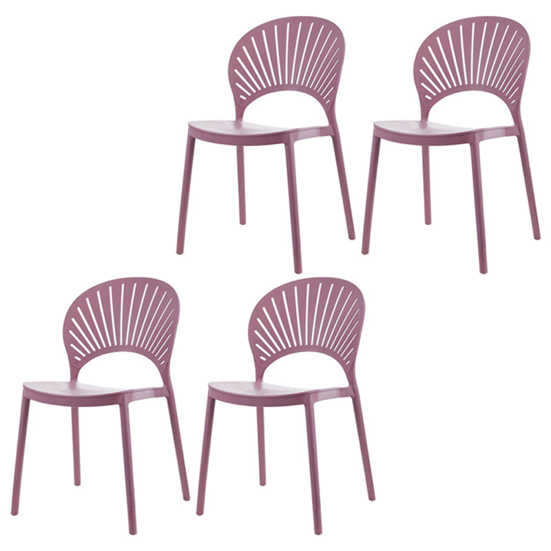 Scandinavian Plastic Kitchen Dining Room Side Chair Open Back Chair Purple 4 Piece Set Clearhalo ' kitchen&dining_furn' 'Dining Chairs' 'Dining Tables & Seating' 'dining_chair' 'furn' 'furn_dining_chair' 'Furniture' 'furniture_dining_chair' 'Kitchen & Dining Furniture' 'kitchen' 4502302