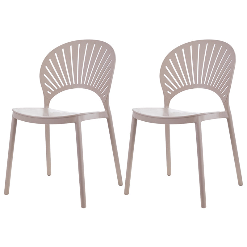 Scandinavian Plastic Kitchen Dining Room Side Chair Open Back Chair Khaki 2 Piece Set Clearhalo ' kitchen&dining_furn' 'Dining Chairs' 'Dining Tables & Seating' 'dining_chair' 'furn' 'furn_dining_chair' 'Furniture' 'furniture_dining_chair' 'Kitchen & Dining Furniture' 'kitchen' 4502304