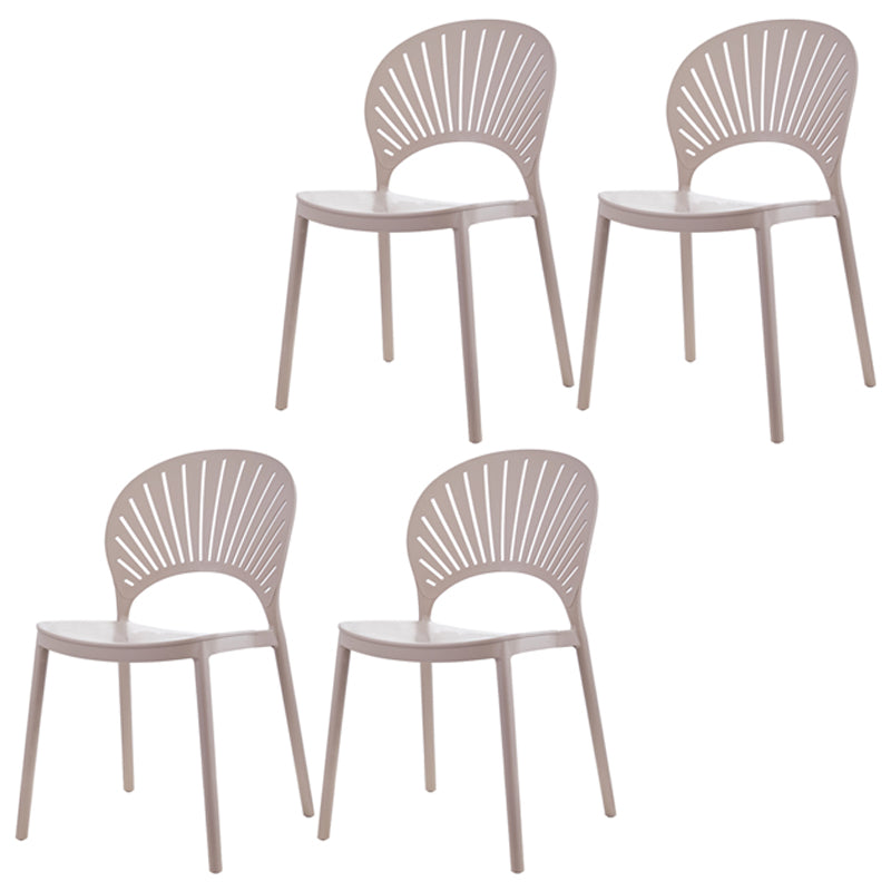Scandinavian Plastic Kitchen Dining Room Side Chair Open Back Chair Khaki 4 Piece Set Clearhalo ' kitchen&dining_furn' 'Dining Chairs' 'Dining Tables & Seating' 'dining_chair' 'furn' 'furn_dining_chair' 'Furniture' 'furniture_dining_chair' 'Kitchen & Dining Furniture' 'kitchen' 4502305
