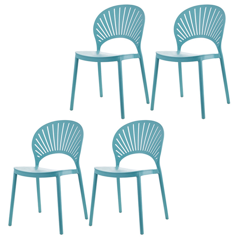 Scandinavian Plastic Kitchen Dining Room Side Chair Open Back Chair Lake Green 4 Piece Set Clearhalo ' kitchen&dining_furn' 'Dining Chairs' 'Dining Tables & Seating' 'dining_chair' 'furn' 'furn_dining_chair' 'Furniture' 'furniture_dining_chair' 'Kitchen & Dining Furniture' 'kitchen' 4502314