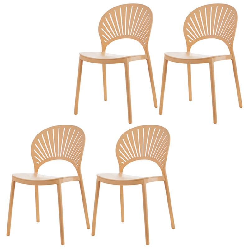 Scandinavian Plastic Kitchen Dining Room Side Chair Open Back Chair Beige 4 Piece Set Clearhalo ' kitchen&dining_furn' 'Dining Chairs' 'Dining Tables & Seating' 'dining_chair' 'furn' 'furn_dining_chair' 'Furniture' 'furniture_dining_chair' 'Kitchen & Dining Furniture' 'kitchen' 4502323