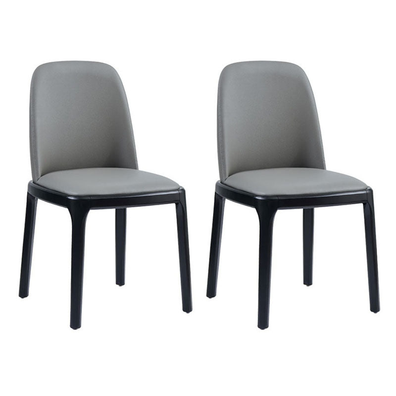 Contemporary Dining Armless Chair Matte Finish Leather Curved Parsons Chair Grey 2 Piece Set Clearhalo ' kitchen&dining_furn' 'Dining Chairs' 'Dining Tables & Seating' 'dining_chair' 'furn' 'furn_dining_chair' 'Furniture' 'furniture_dining_chair' 'Kitchen & Dining Furniture' 'kitchen' 4502329