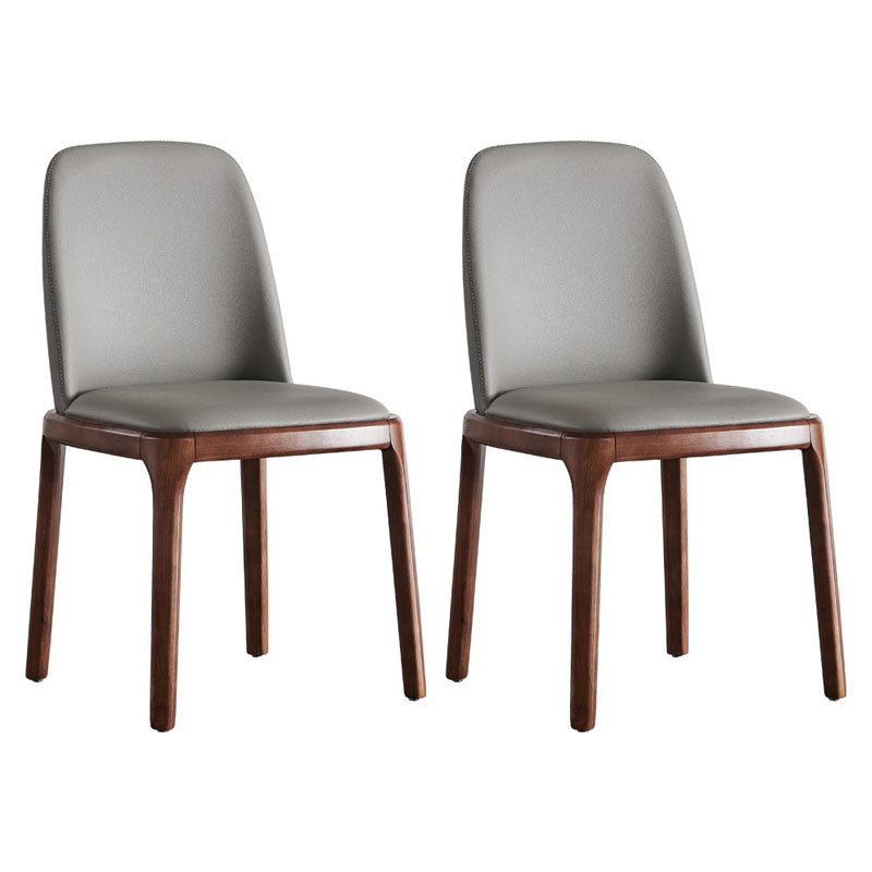 Contemporary Dining Armless Chair Matte Finish Leather Curved Parsons Chair Walnut 2 Piece Set Clearhalo ' kitchen&dining_furn' 'Dining Chairs' 'Dining Tables & Seating' 'dining_chair' 'furn' 'furn_dining_chair' 'Furniture' 'furniture_dining_chair' 'Kitchen & Dining Furniture' 'kitchen' 4502331