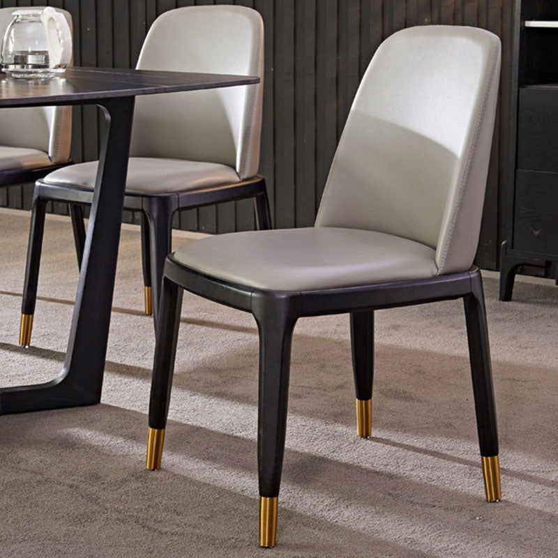 Contemporary Dining Armless Chair Matte Finish Leather Curved Parsons Chair Clearhalo ' kitchen&dining_furn' 'Dining Chairs' 'Dining Tables & Seating' 'dining_chair' 'furn' 'furn_dining_chair' 'Furniture' 'furniture_dining_chair' 'Kitchen & Dining Furniture' 'kitchen' 4502332