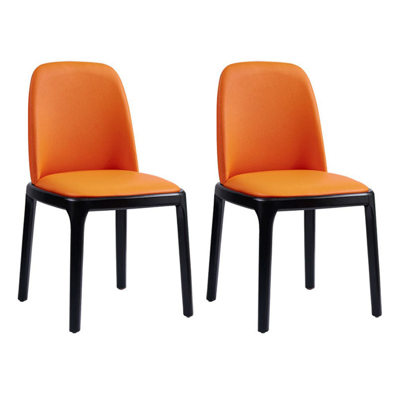 Contemporary Dining Armless Chair Matte Finish Leather Curved Parsons Chair Orange-Gray 2 Piece Set Clearhalo ' kitchen&dining_furn' 'Dining Chairs' 'Dining Tables & Seating' 'dining_chair' 'furn' 'furn_dining_chair' 'Furniture' 'furniture_dining_chair' 'Kitchen & Dining Furniture' 'kitchen' 4502333