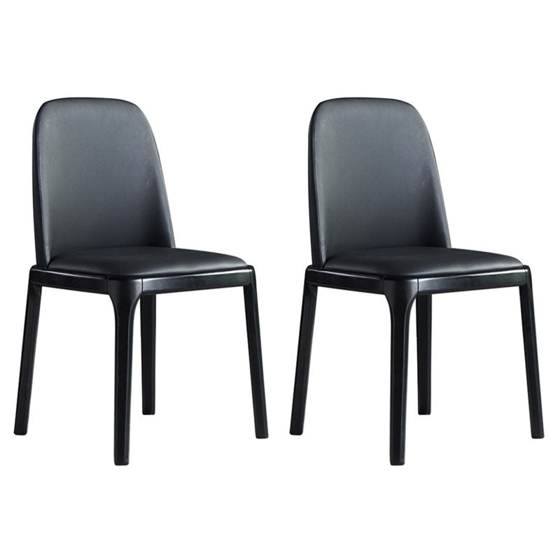 Contemporary Dining Armless Chair Matte Finish Leather Curved Parsons Chair Black 2 Piece Set Clearhalo ' kitchen&dining_furn' 'Dining Chairs' 'Dining Tables & Seating' 'dining_chair' 'furn' 'furn_dining_chair' 'Furniture' 'furniture_dining_chair' 'Kitchen & Dining Furniture' 'kitchen' 4502337