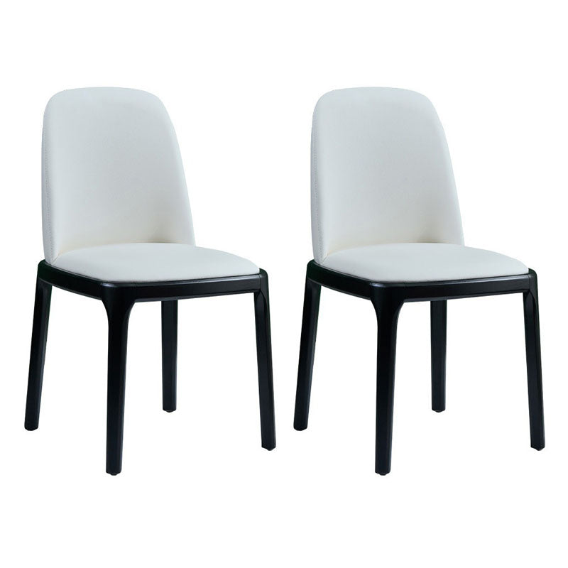 Contemporary Dining Armless Chair Matte Finish Leather Curved Parsons Chair White 2 Piece Set Clearhalo ' kitchen&dining_furn' 'Dining Chairs' 'Dining Tables & Seating' 'dining_chair' 'furn' 'furn_dining_chair' 'Furniture' 'furniture_dining_chair' 'Kitchen & Dining Furniture' 'kitchen' 4502339