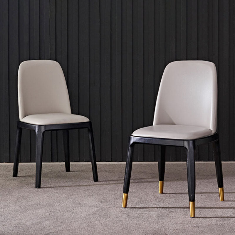 Contemporary Dining Armless Chair Matte Finish Leather Curved Parsons Chair Clearhalo ' kitchen&dining_furn' 'Dining Chairs' 'Dining Tables & Seating' 'dining_chair' 'furn' 'furn_dining_chair' 'Furniture' 'furniture_dining_chair' 'Kitchen & Dining Furniture' 'kitchen' 4502343